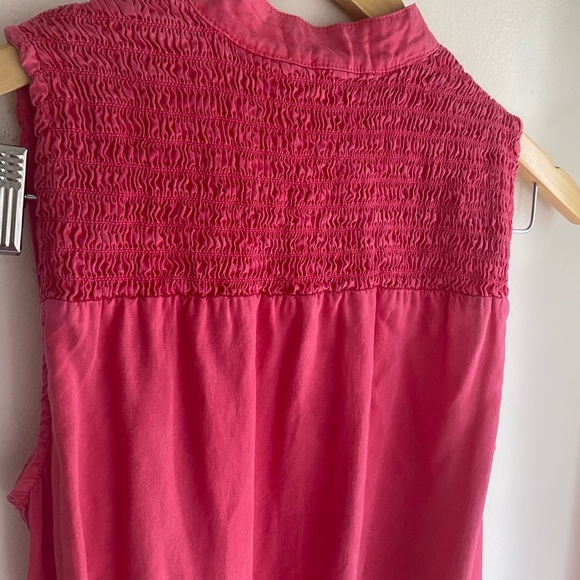 cloth & stone Havana Pink Tie Waist Mini Dress Sleeveless Smocked Bella Dahl XS - Picture 9 of 12